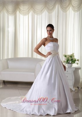 Custom Made Satin Court Train Wedding Bridal Gowns