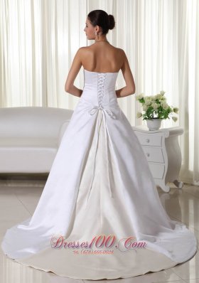 Custom Made Satin Court Train Wedding Bridal Gowns