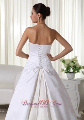 Custom Made Satin Court Train Wedding Bridal Gowns