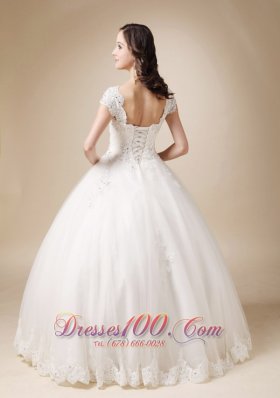 V-neck Ball Gown White Beading Wedding Dress