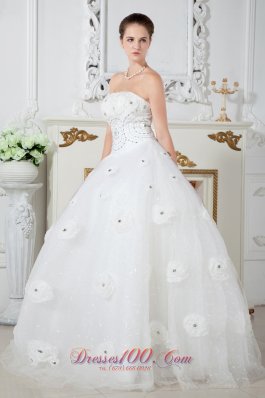 Tulle Strapless Ball Gown Beaded Wedding Dress