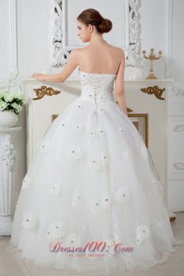 Tulle Strapless Ball Gown Beaded Wedding Dress