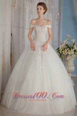 Off The Shoulder Ball Gown Beading Wedding Dress
