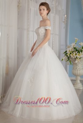 Off The Shoulder Ball Gown Beading Wedding Dress