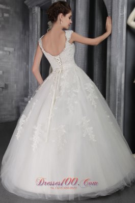 Lace Appliques Wedding Dress With Straps Ball Gown