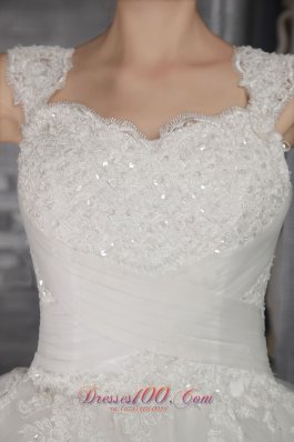 Lace Appliques Wedding Dress With Straps Ball Gown