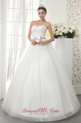 Strapless Tulle Beaded Bridal Gown Wedding Dress