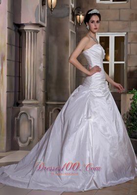 Hand Made Flowers Ball Gown Court Train Wedding Dress