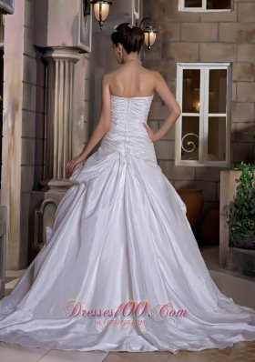 Hand Made Flowers Ball Gown Court Train Wedding Dress