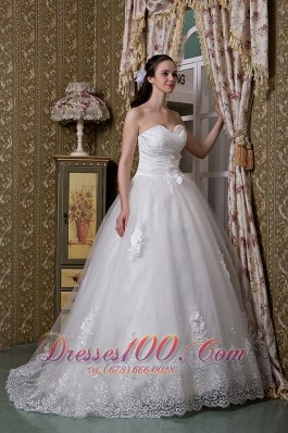 Lace Brush Train Sweetheart Wedding Dresses 2013