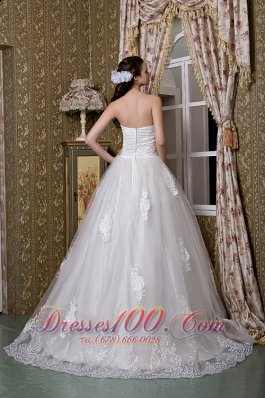 Lace Brush Train Sweetheart Wedding Dresses 2013