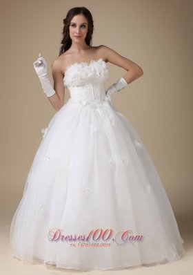 Discount Appliques Strapless Wedding Dress For Brides