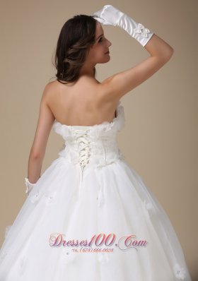 Discount Appliques Strapless Wedding Dress For Brides