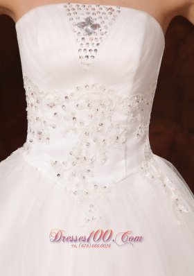 Strapless Appliques Church Wedding Dress Beaded