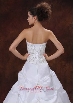 Strapless Embroidery Wedding Dress Appliques Bridal Gowns