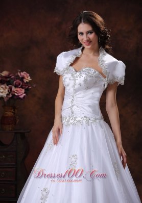 Sweetheart Embroidery A Line Wedding Bridal Gown Dress