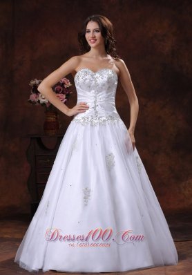 Sweetheart Embroidery A Line Wedding Bridal Gown Dress