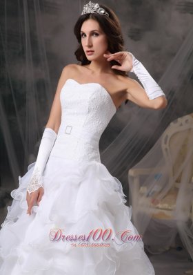 Ruffles Sweetheart Organza Wedding Dress With Gloves