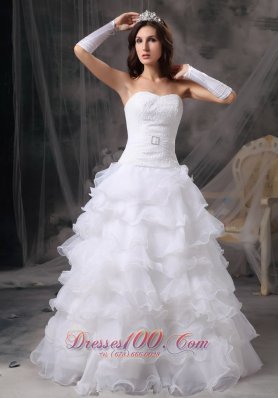 Ruffles Sweetheart Organza Wedding Dress With Gloves