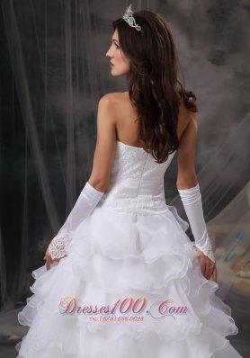 Ruffles Sweetheart Organza Wedding Dress With Gloves