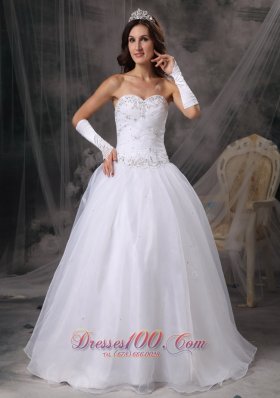 Hand Made Beaded Organza Sweetheart Wedding Dress