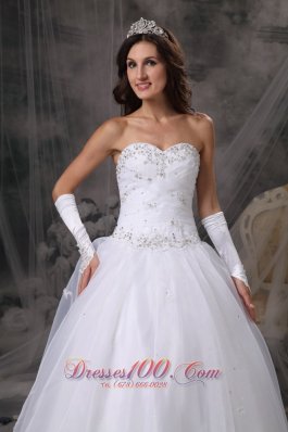 Hand Made Beaded Organza Sweetheart Wedding Dress