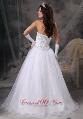 Hand Made Beaded Organza Sweetheart Wedding Dress