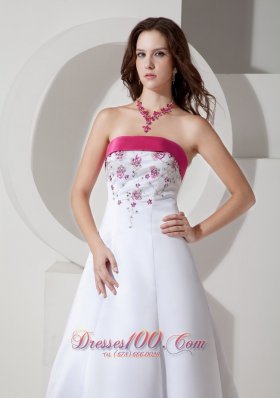 Hot Pink Embroidery Court Train Wedding Dress Colored