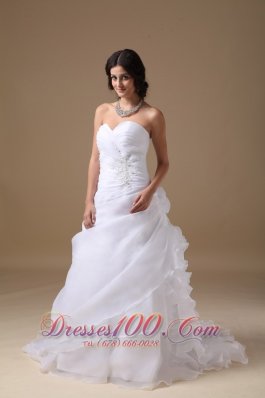 Sweetheart Ruched Court Train Bridal Wedding Gowns