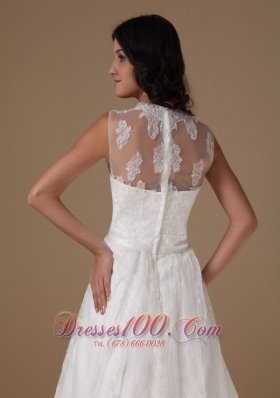 Square Lace Court Train Beaded Wedding Dress