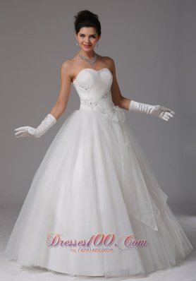 Beaded Sweetheart Ruch Wedding Dress With Bows