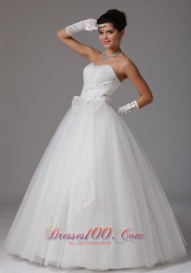 Beaded Sweetheart Ruch Wedding Dress With Bows