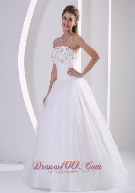 Organza Appliques Beach Wedding Dress Beaded