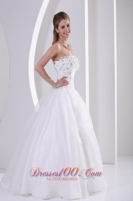 Organza Appliques Beach Wedding Dress Beaded