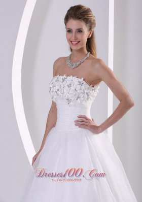 Organza Appliques Beach Wedding Dress Beaded