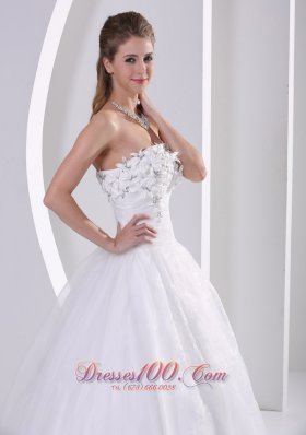 Organza Appliques Beach Wedding Dress Beaded