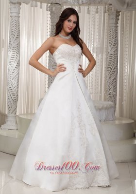 A Line Sweetheart Lace Satin Wedding Dress