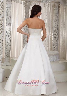 A Line Sweetheart Lace Satin Wedding Dress