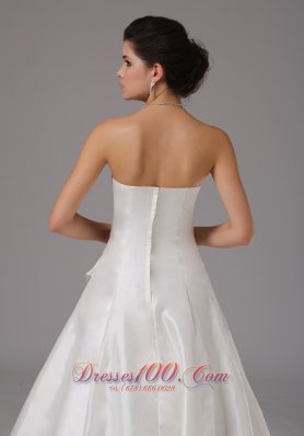 Ruched Floor Length Organza Strapless Wedding Dress