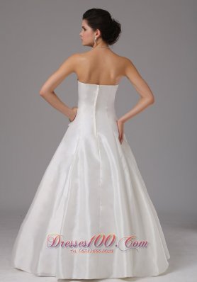 Ruched Floor Length Organza Strapless Wedding Dress