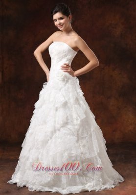 Custom Made Ruffles Lace Wedding Dress Embroidery