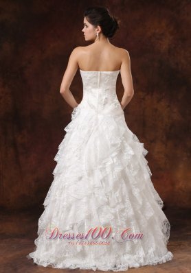 Custom Made Ruffles Lace Wedding Dress Embroidery