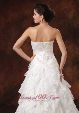 Custom Made Ruffles Lace Wedding Dress Embroidery