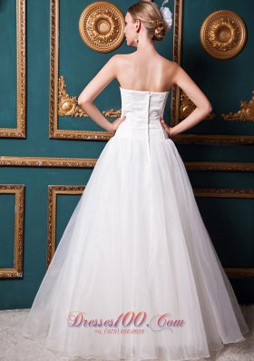 Organza Brush Train Sweetheart Bridal Gown Wedding Dress