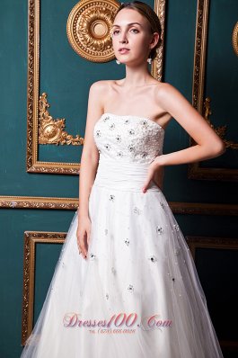 Layers Beading Strapless Ruched Wedding Dress