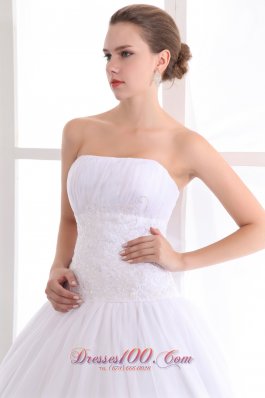 Lace Strapless A Line Bridal Wedding Gown Dress