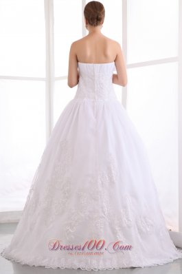 Lace Strapless A Line Bridal Wedding Gown Dress