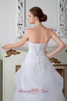 Appliques Organza Brush Train Wedding Dress