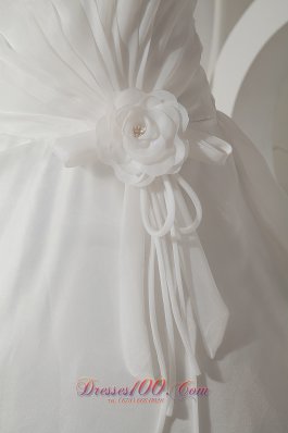 Organza Hand Made Flowers Brush Straps Wedding Dress