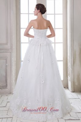 Appliques Tulle Sweetheart Brush Wedding Dress Beaded